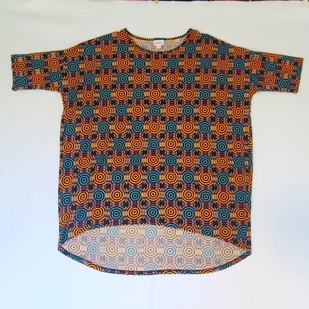 LuLaRoe High Low Tunic Top Geometric Circle Print Stretch Comfort Casual Wear